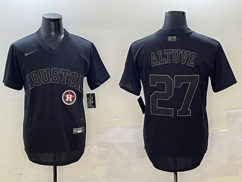 Men Houston Astros 27 Altuve Black Game Fashion 2025 Nike MLB Jersey style 8